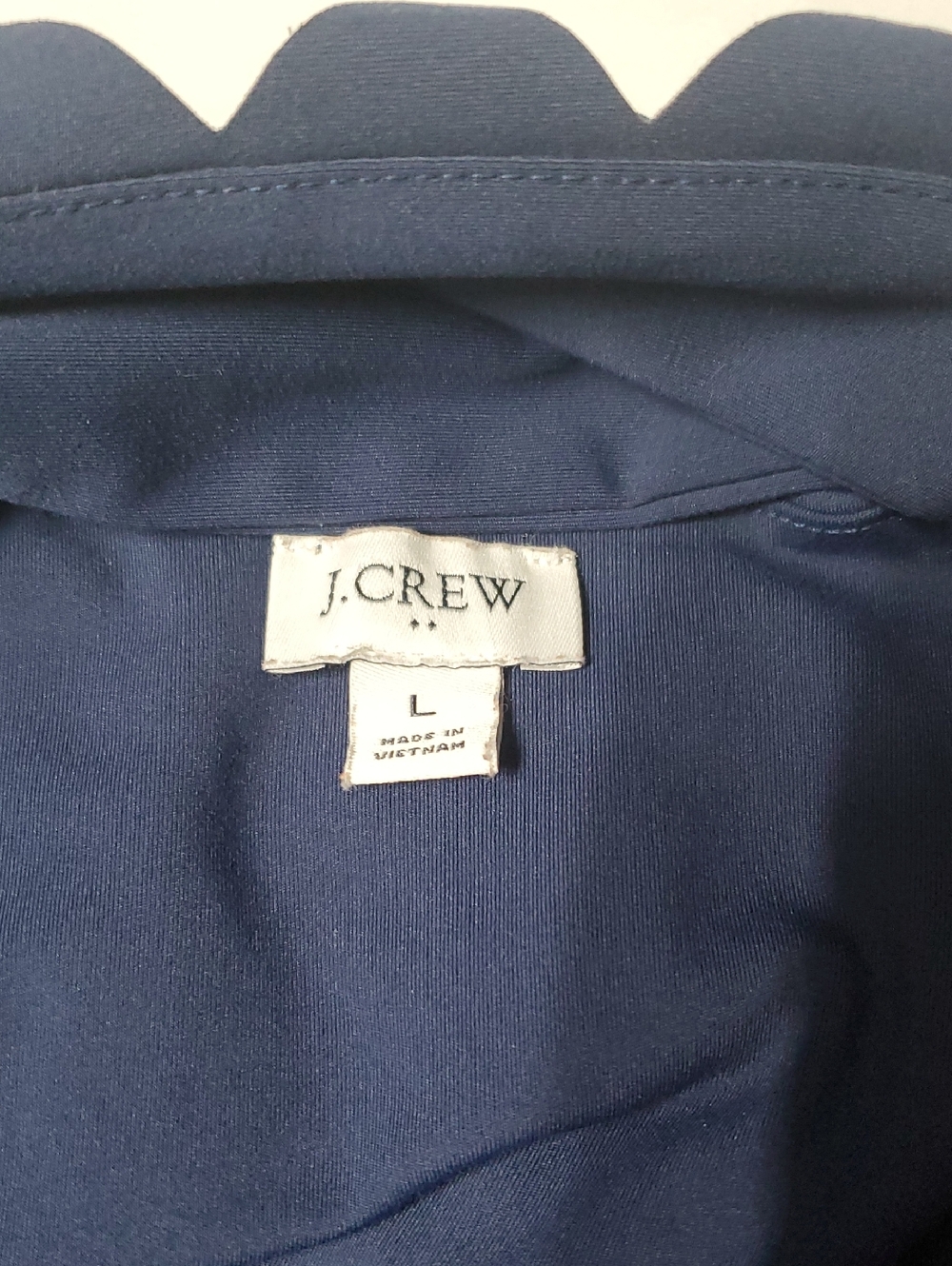 J.Crew Scalloped Hem Mini Dress W/Shorts Size Large Navy Coastal Nautical - Picture 8 of 15